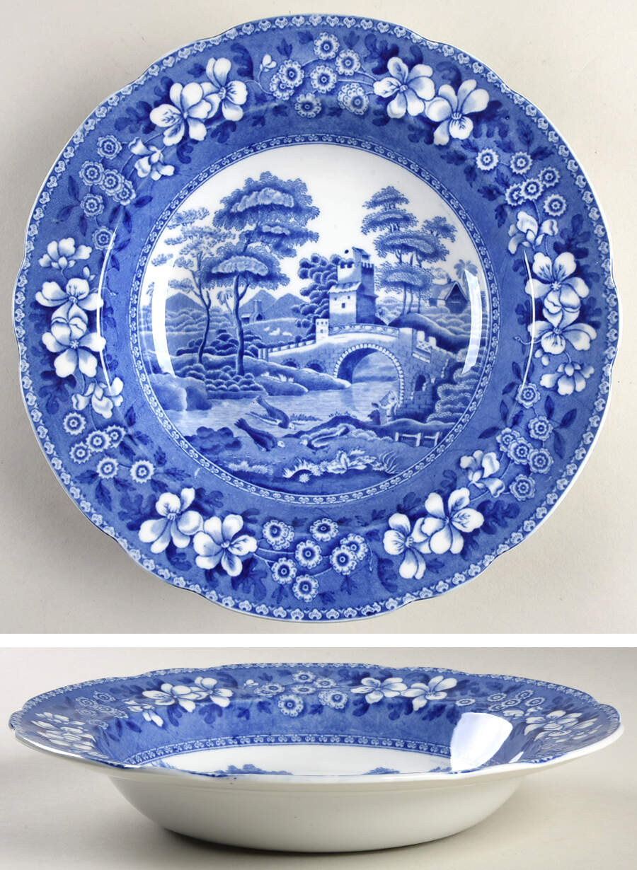 Tower Blue (No #, Older, Gadroon) 10" Round Vegetable Bowl by Spode-1