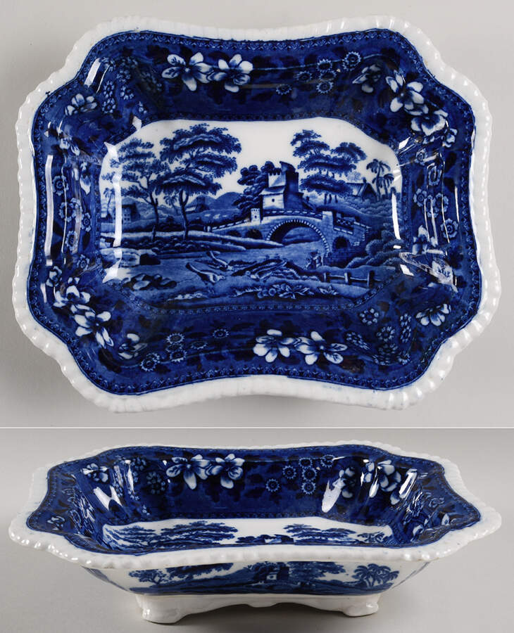 Tower Blue (No #, Older, Gadroon) Rectangular Vegetable Bowl No Lid by Spode-1
