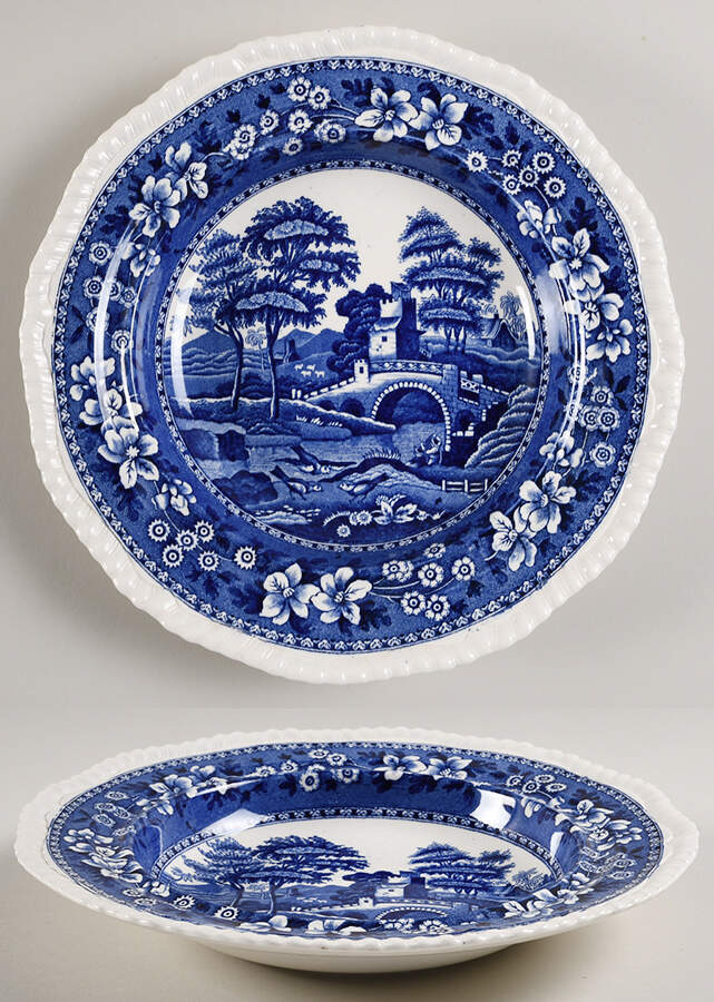 Tower Blue (No #, Older, Gadroon) Muffin Dish No Lid by Spode-1