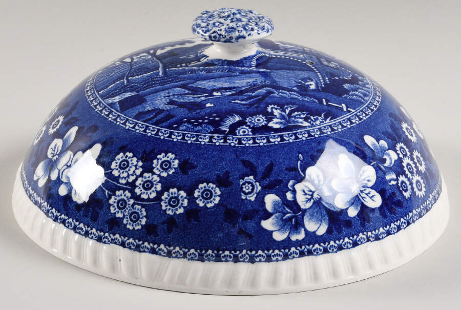 Tower Blue (No #, Older, Gadroon) Lid for Muffin Dish by Spode-1
