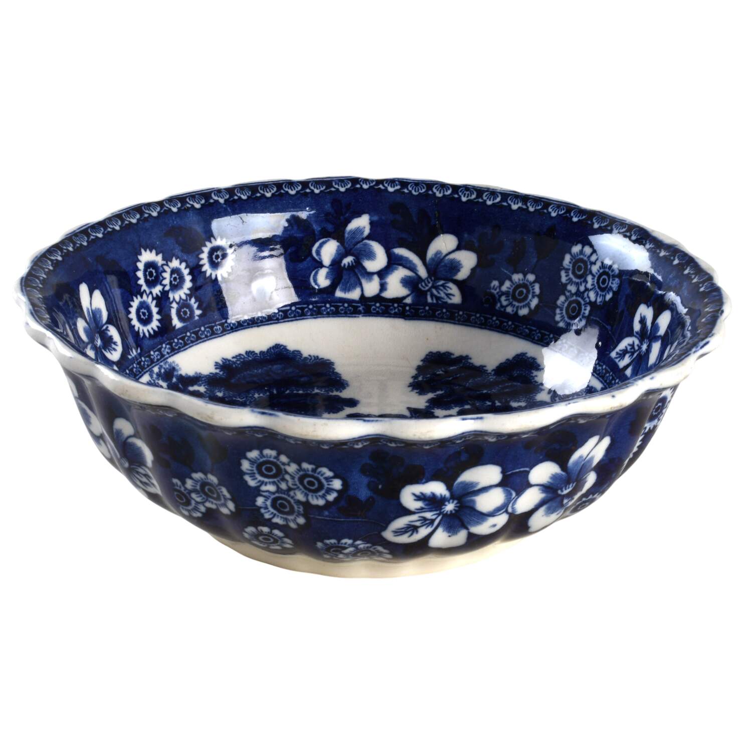 Tower Blue (No #, Older, Gadroon) 8" Round Vegetable Bowl by Spode-1