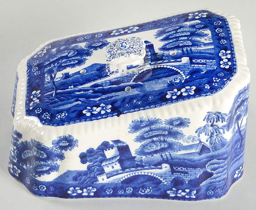 Tower Blue (No #, Older, Gadroon) Cheese Dish Lid, Lid Only (Wedge) by Spode-1