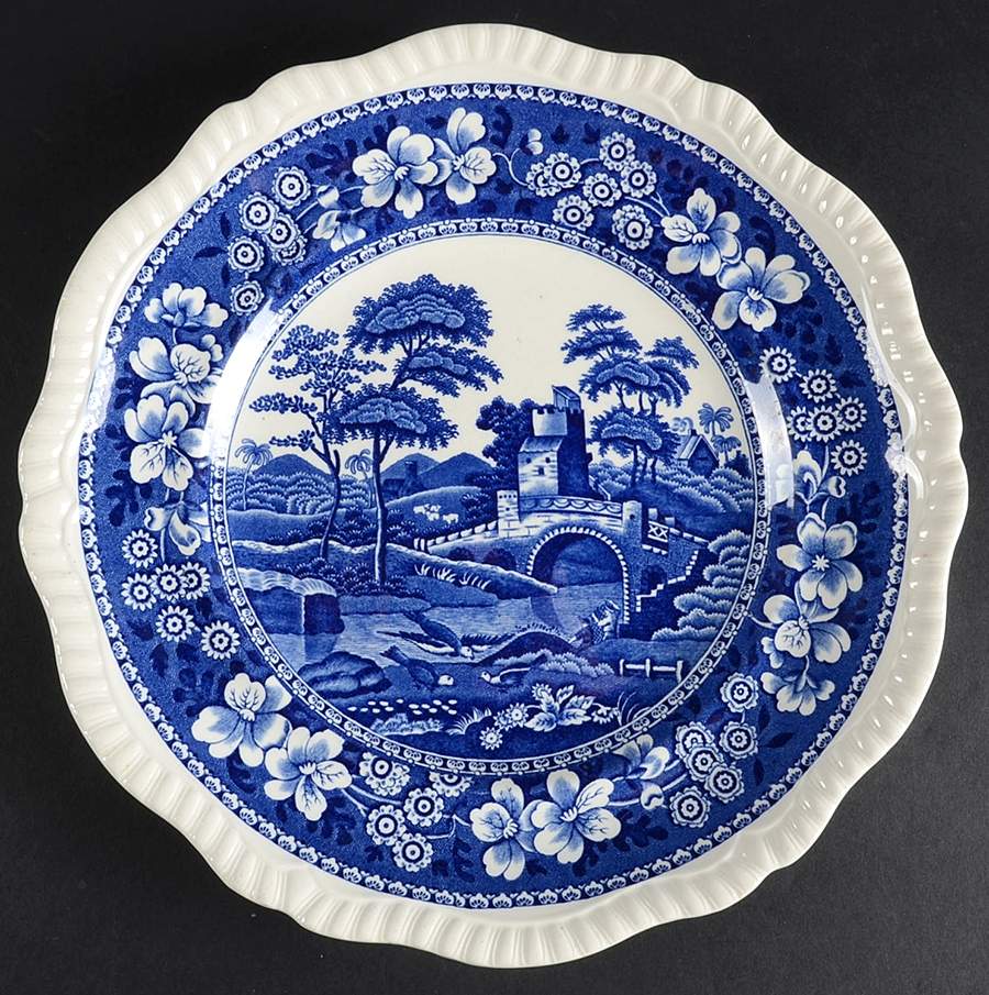 Tower Blue (No #, Older, Gadroon) Large Dinner Plate by Spode-1