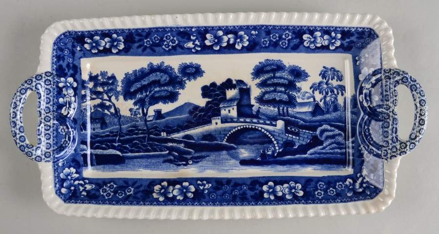 Tower Blue (No #, Older, Gadroon) Large Sandwich Tray by Spode-1