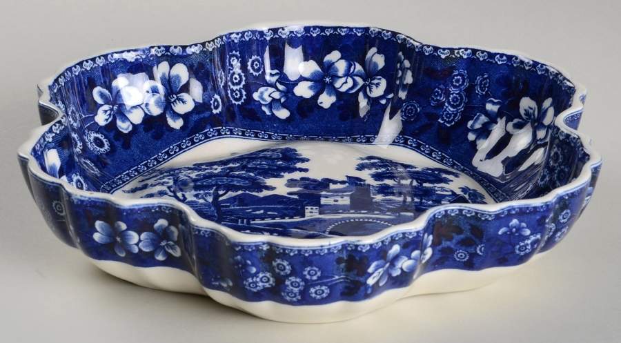 Tower Blue (No #, Older, Gadroon) 10" Scalloped Bowl by Spode-1