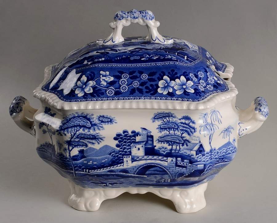 Tower Blue (No #, Older, Gadroon) Tureen & Lid by Spode-1