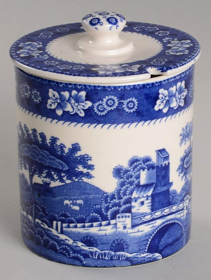 Tower Blue (No #, Older, Gadroon) Jam/Jelly & Lid by Spode-1