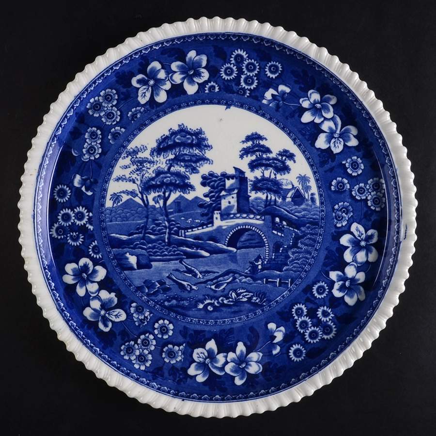 Tower Blue (No #, Older, Gadroon) Cake Plate by Spode-1