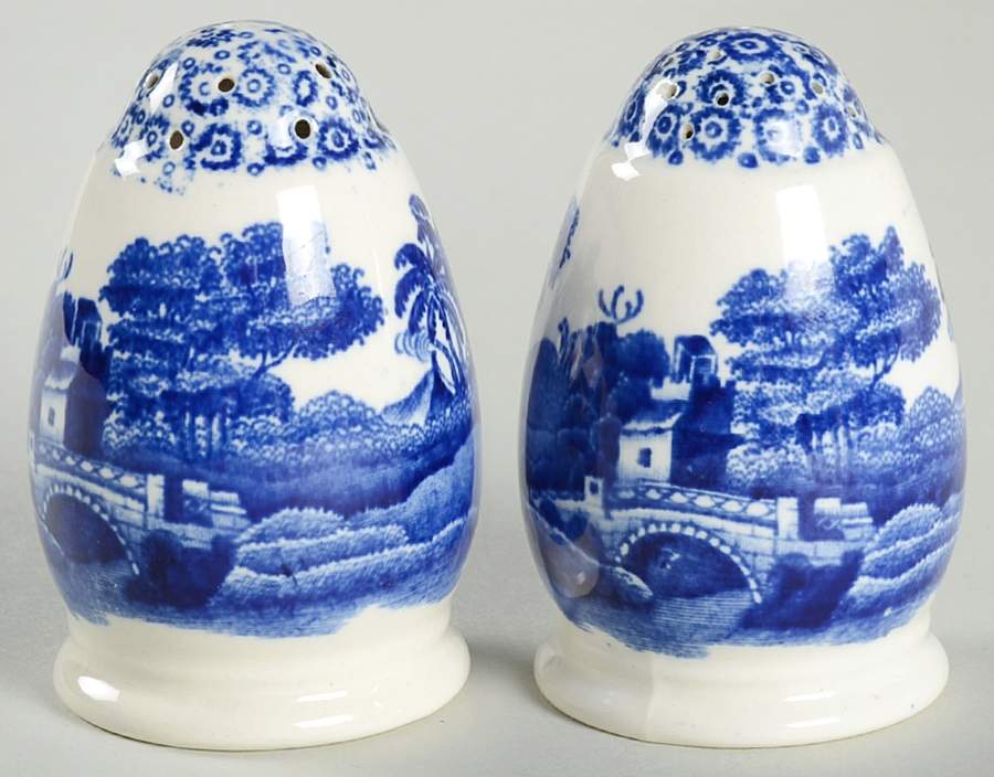 Tower Blue (No #, Older, Gadroon) Salt & Pepper Set by Spode-1