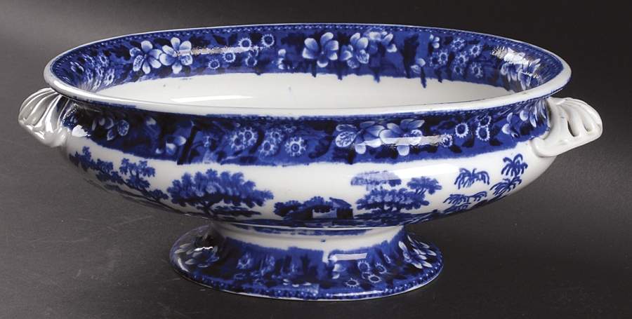 Tower Blue (No #, Older, Gadroon) Oval Centerpiece by Spode-1