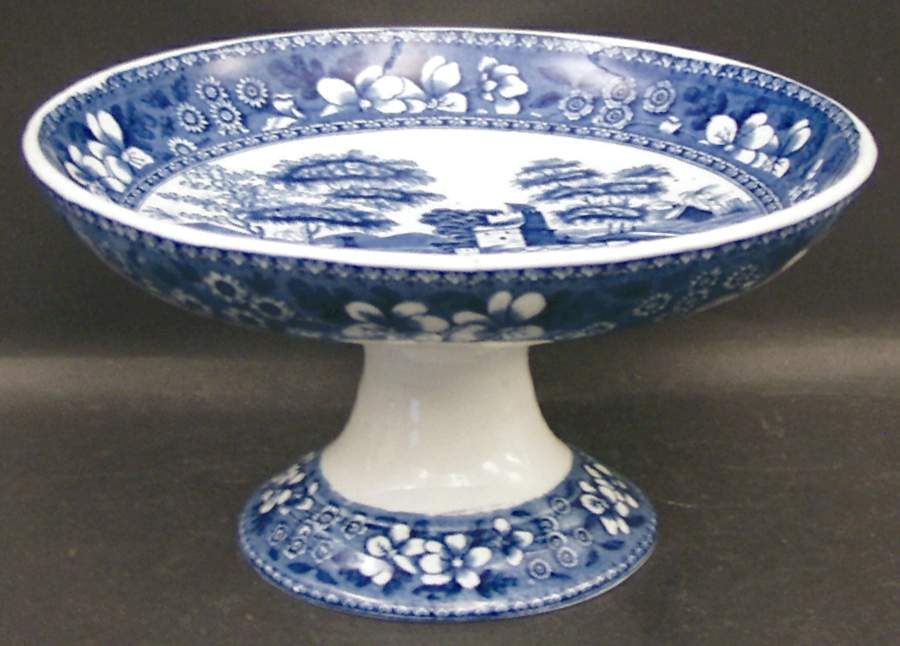 Tower Blue (No #, Older, Gadroon) Round Compote (Height X Width) by Spode-1