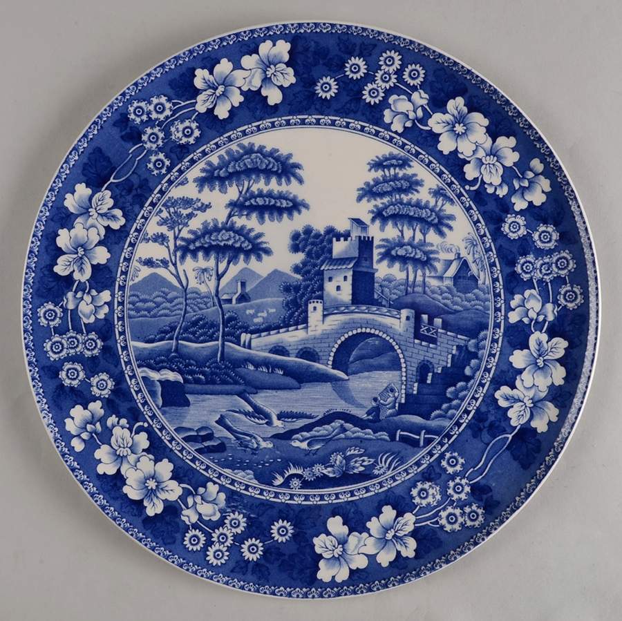Tower Blue (No #, Older, Gadroon) Cake Plate by Spode-1