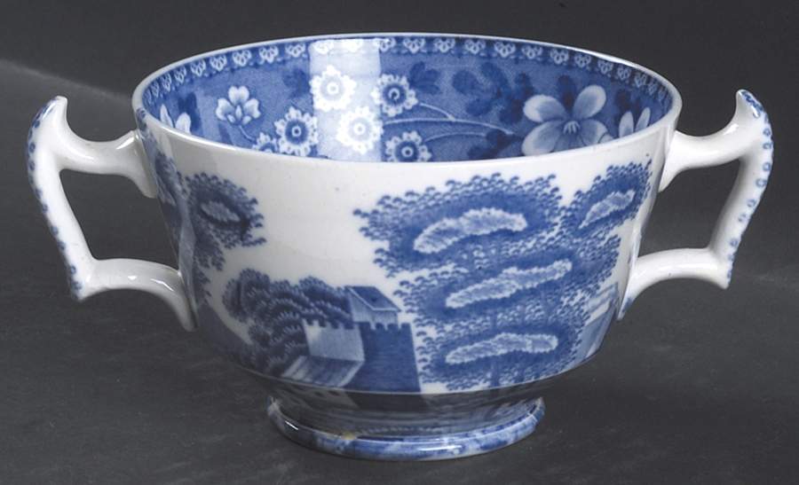 Tower Blue (No #, Older, Gadroon) Footed Bouillon Cup by Spode-1