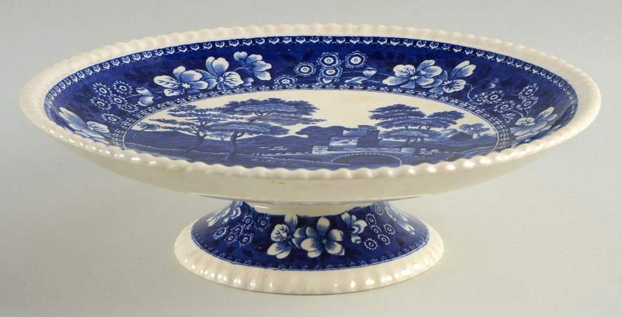 Tower Blue (No #, Older, Gadroon) Round Compote (Height X Width) by Spode-1