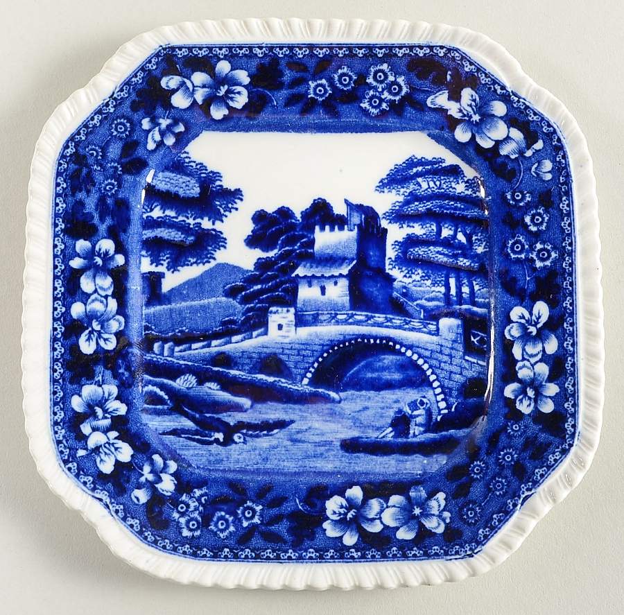 Tower Blue (No #, Older, Gadroon) Square Bread & Butter Plate by Spode-1
