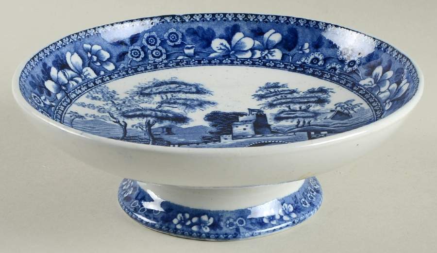 Tower Blue (No #, Older, Gadroon) Round Compote (Height X Width) by Spode-1
