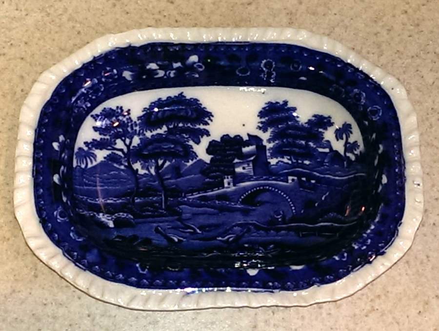 Tower Blue (No #, Older, Gadroon) 6" Oval Baker by Spode-1