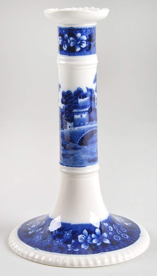 Tower Blue (No #, Older, Gadroon) 8" Tall Candlestick by Spode-1