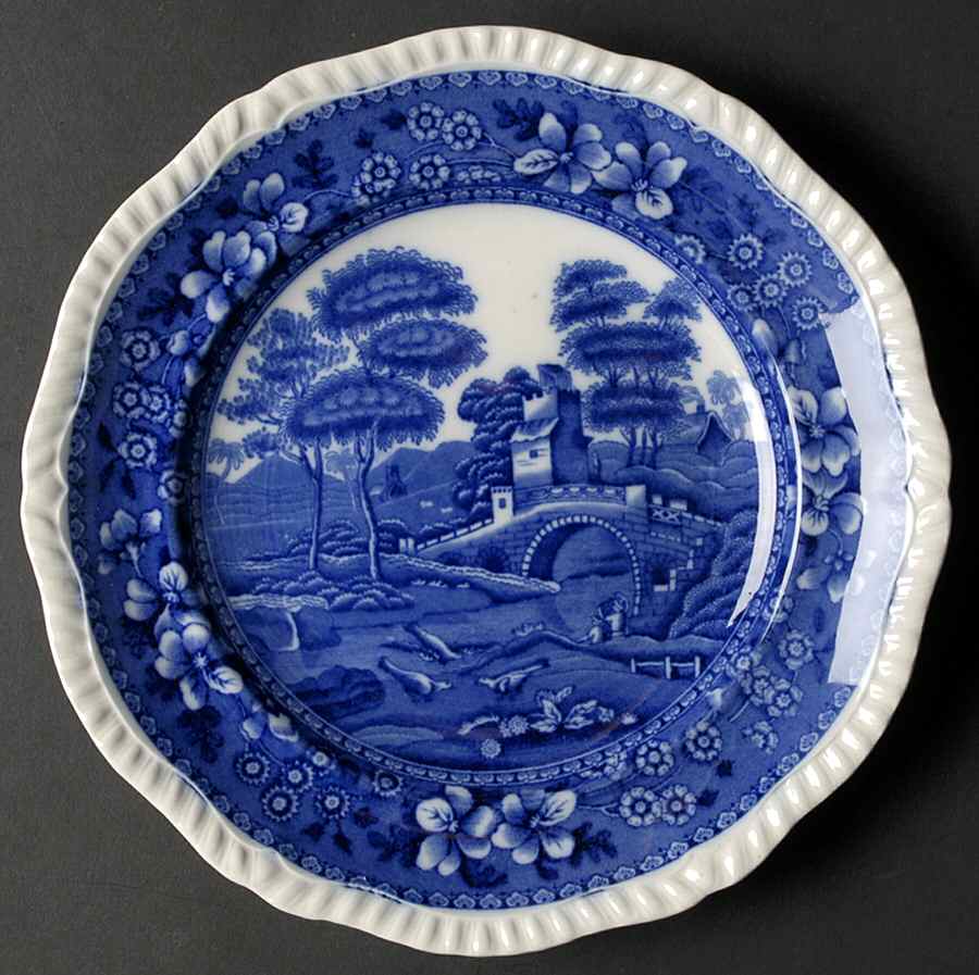 Tower Blue (No #, Older, Gadroon) Salad Plate by Spode-1