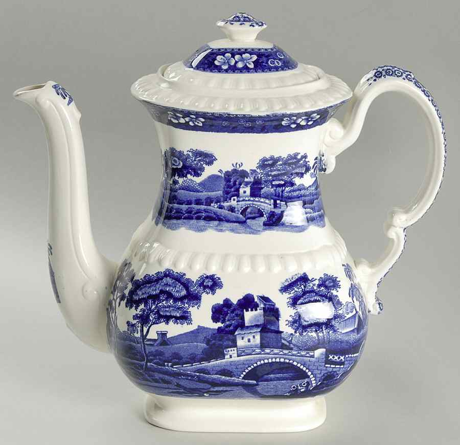 Tower Blue (No #, Older, Gadroon) Coffee Pot & Lid by Spode-1