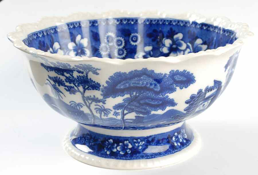 Tower Blue (No #, Older, Gadroon) 9" Salad Serving Bowl by Spode-1