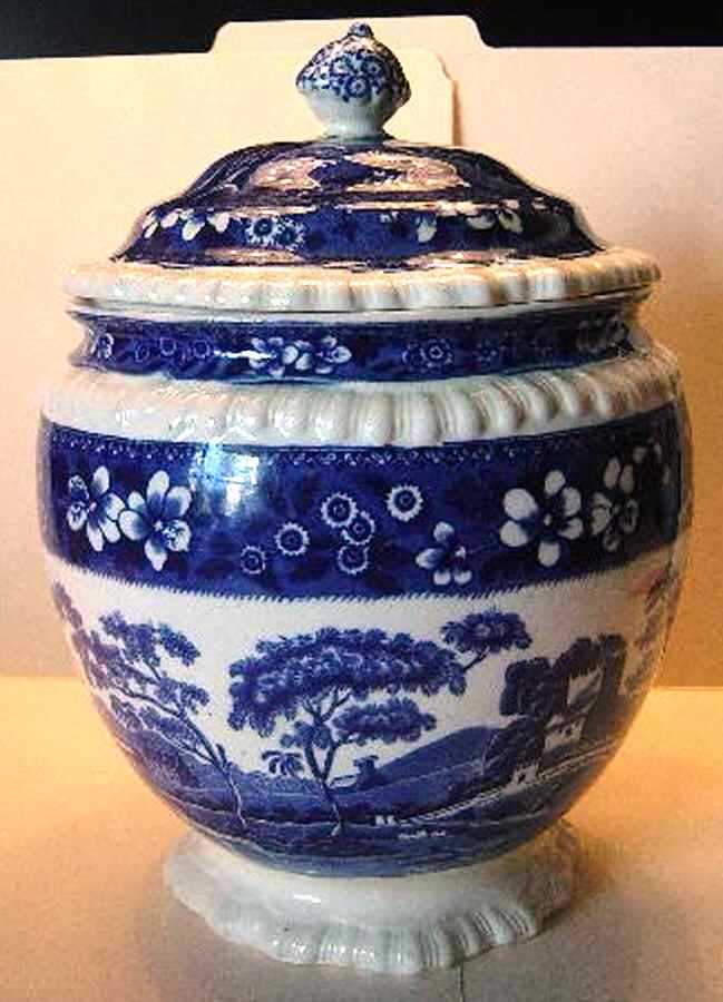 Tower Blue (No #, Older, Gadroon) Biscuit Barrel & Lid by Spode-1