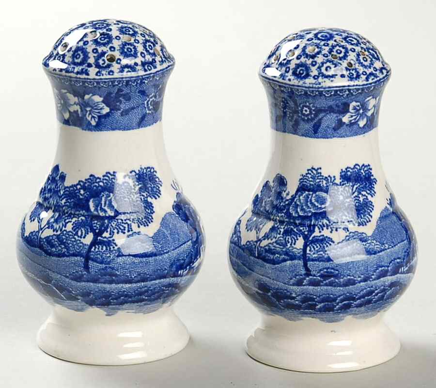 Tower Blue (No #, Older, Gadroon) Salt & Pepper Set by Spode-1