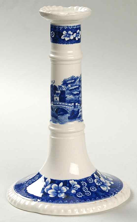 Tower Blue (No #, Older, Gadroon) 7" Candlestick by Spode-1