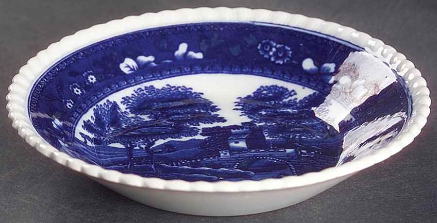 Tower Blue (No #, Older, Gadroon) Fruit/Dessert (Sauce) Bowl by Spode-1