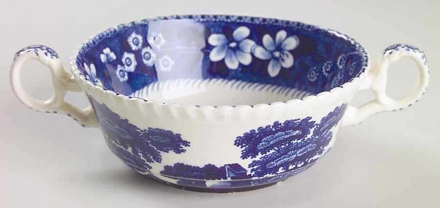 Tower Blue (No #, Older, Gadroon) Flat Cream Soup Bowl by Spode-1
