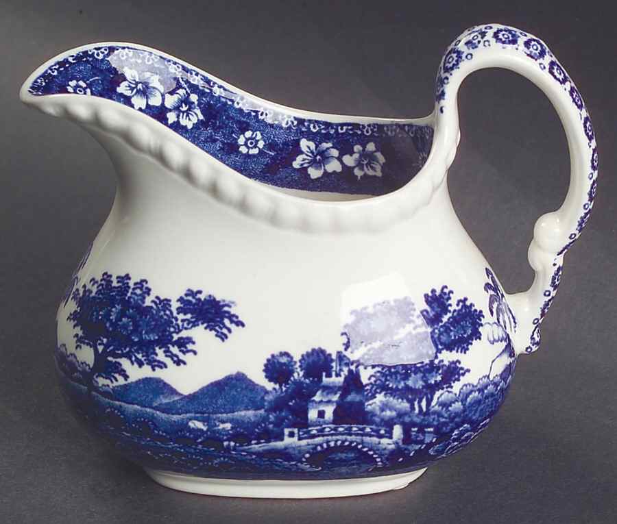 Tower Blue (No #, Older, Gadroon) Creamer by Spode-1