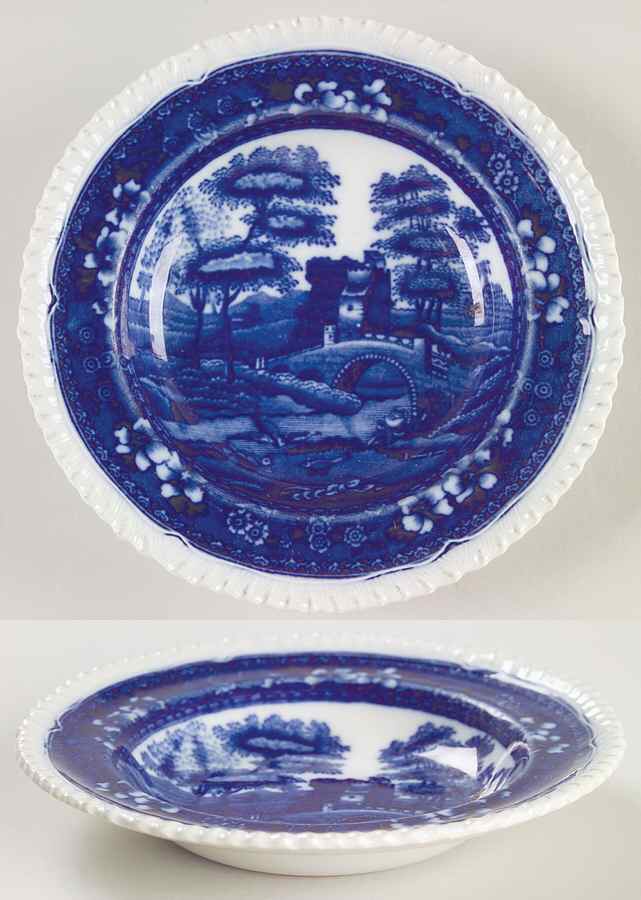Tower Blue (No #, Older, Gadroon) Rim Fruit/Dessert (Sauce) Bowl by Spode-1