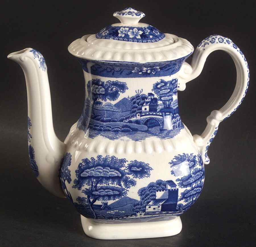 Tower Blue (No #, Older, Gadroon) Small Coffee Pot & Lid by Spode-1