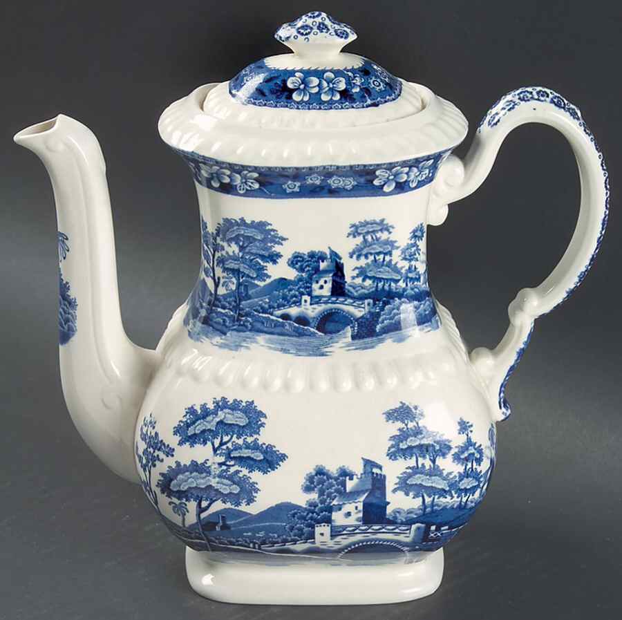 Tower Blue (No #, Older, Gadroon) Coffee Pot & Lid by Spode-1