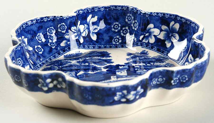 Tower Blue (No #, Older, Gadroon) 6" Chelsea Shell by Spode-1