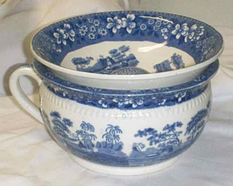 Tower Blue (No #, Older, Gadroon) Chamber Pot & Lid by Spode-1