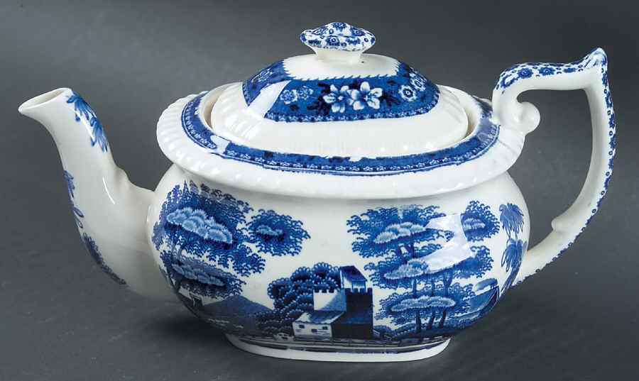 Tower Blue (No #, Older, Gadroon) Mini Teapot & Lid by Spode-1