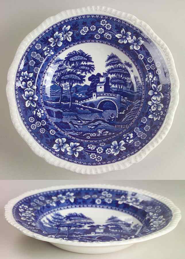 Tower Blue (No #, Older, Gadroon) Large Rim Soup Bowl by Spode-1