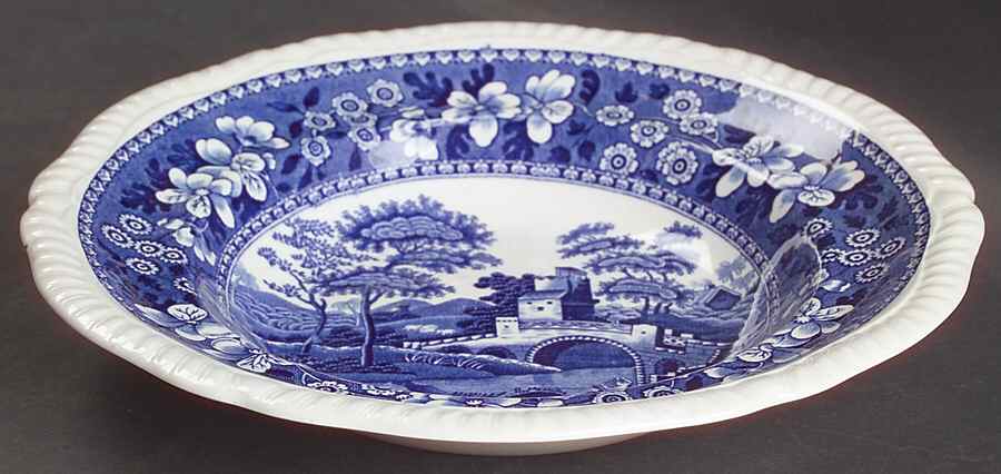 Tower Blue (No #, Older, Gadroon) Rim Soup Bowl by Spode-1