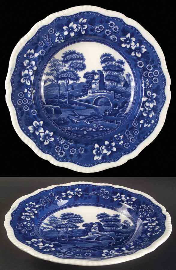 Tower Blue (No #, Older, Gadroon) Large Rim Soup Bowl by Spode-1