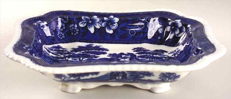 Tower Blue (No #, Older, Gadroon) 10" Rectangular Vegetable Bowl by Spode-1