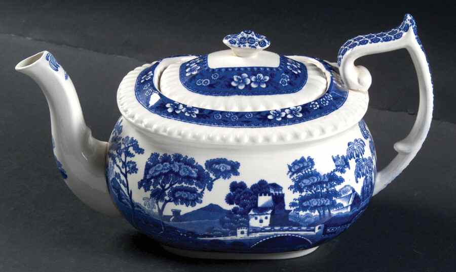 Tower Blue (No #, Older, Gadroon) Teapot & Lid by Spode-1