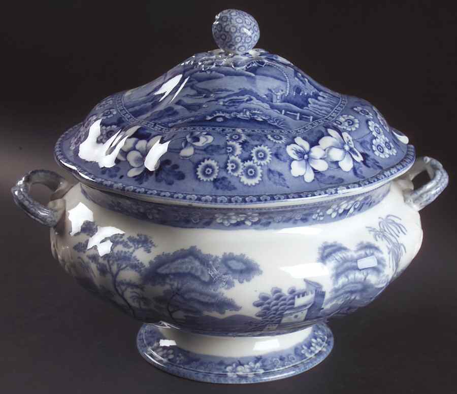Tower Blue (No #, Older, Gadroon) Tureen & Lid by Spode-1