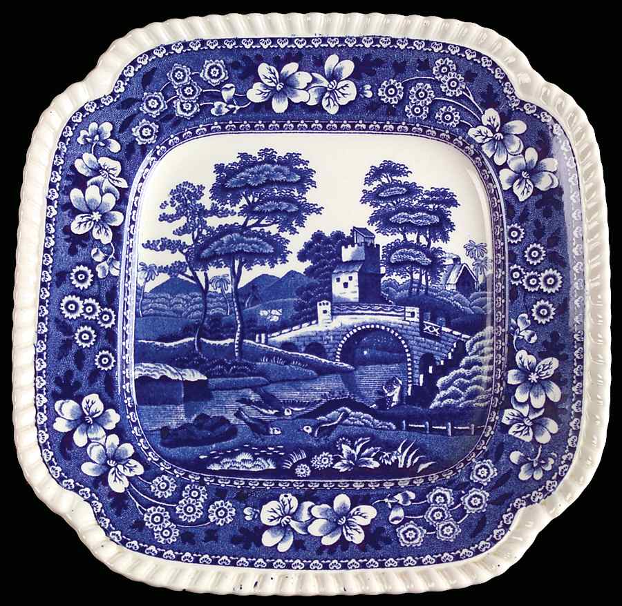 Tower Blue (No #, Older, Gadroon) Square Salad Plate by Spode-1