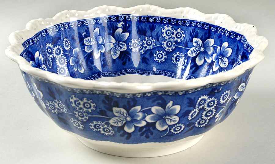 Tower Blue (No #, Older, Gadroon) 10" Large Salad Serving Bowl by Spode-1