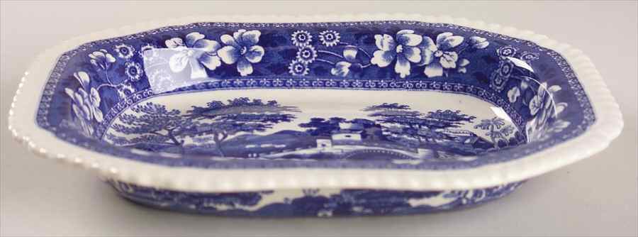 Tower Blue (No #, Older, Gadroon) 9" Oval Vegetable Bowl by Spode-1