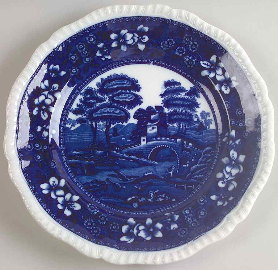 Tower Blue (No #, Older, Gadroon) Luncheon Plate by Spode-1