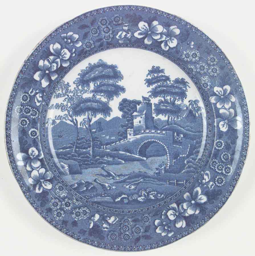Tower Blue (No #, Older, Gadroon) Luncheon Plate by Spode-1