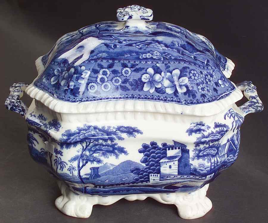 Tower Blue (No #, Older, Gadroon) Tureen & Lid by Spode-1