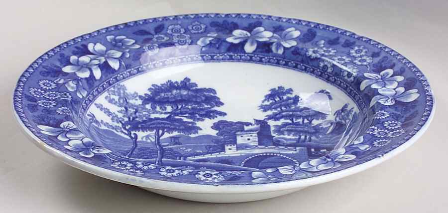 Tower Blue (No #, Older, Gadroon) Large Rim Soup Bowl by Spode-1